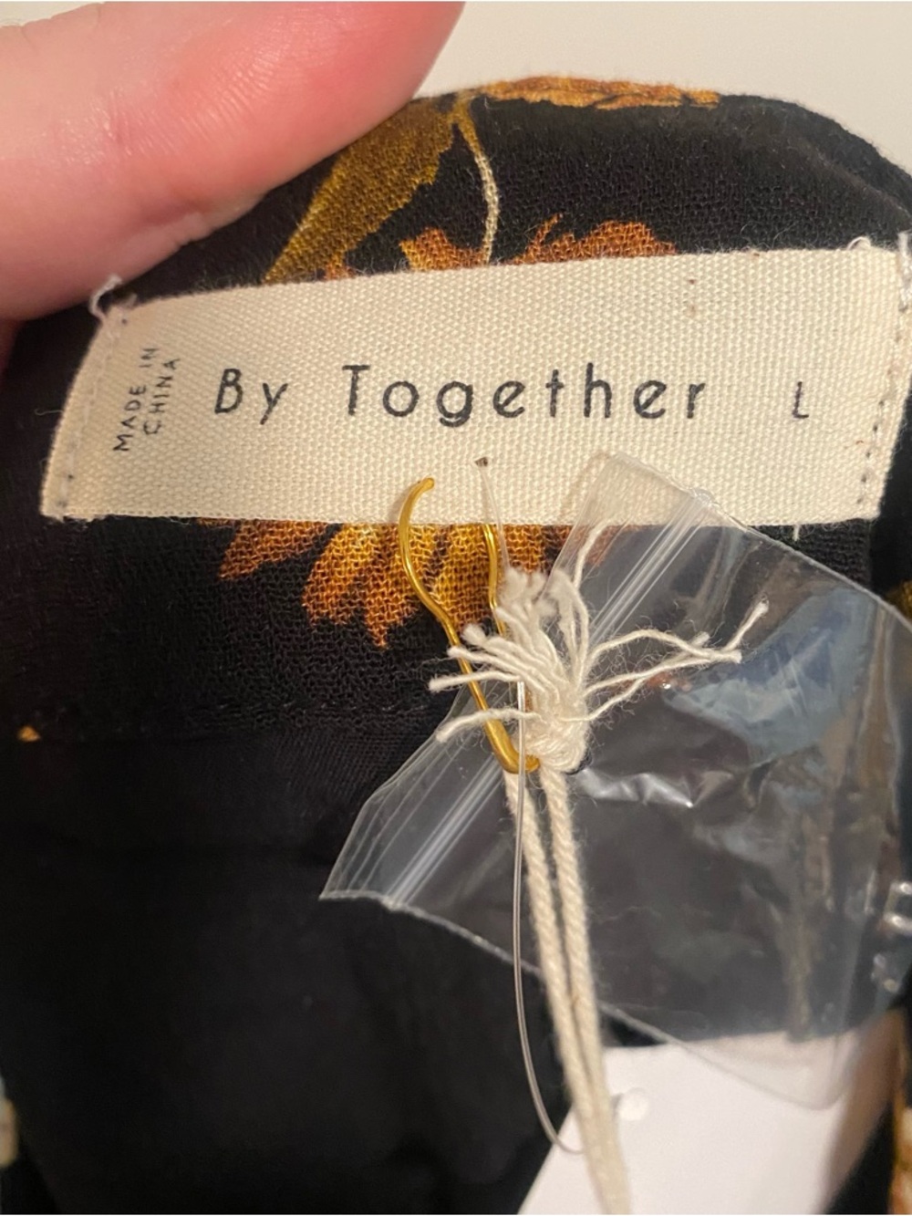 NWT By Together Maxi Skirt Black/Orange Floral Button Front Slit Womens L Boho - Picture 4 of 7